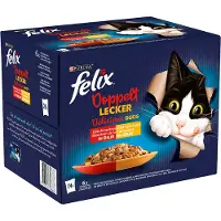 Felix 24x85g Tendres Effilés Délicieux duos en gelée sélection à la viande - Pâtée pour chat