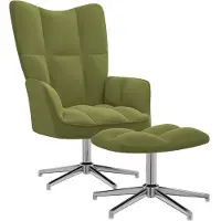 vidaXL Fauteuil relax avec pouf vert clair velours