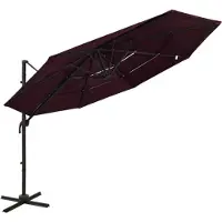vidaXL Parasol avec mât en aluminium 4 couches rouge bordeaux 3x3 m