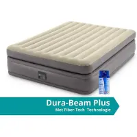 Intex Prime Comfort - Matelas gonflable - Double - Avec kit de réparation et pompe intégrée - 203x152x51 cm - PVC - Gris
