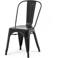 HorecaTraders Chaise empilable Tolix | Acier | Noir | 4 pièces