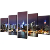 vidaXL Set de toiles murales imprimées Horizon de New York coloré 100 x 50 cm