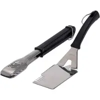 Vaggan Set BBQ Acier inoxydable - 37x13x5cm | Spatule et Pince à viande pour Barbecue Acier inoxydable avec Crochet de suspension