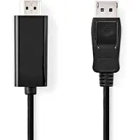 Nedis - Câble DisplayPort Mâle | Connecteur HDMI | 4K @ 30hz | Plaqué nickel | 2 m | Rond | PVC | Noir | Boîte