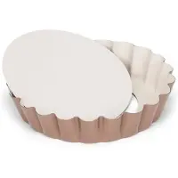 Patisse Mini moule à quiche avec fond libre Ceramic ø 10 cm, Moule à gâteau, Blanc, Marron