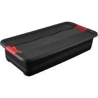 Keeeper Boîte de rangement eckhart, 33 litres, graphite/rouge avec couvercle à fermeture coulissante (33 l, 1x)