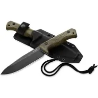 Lionsteel T6 Old Black, Green Canvas Micarta T6B-CVG couteau fixe