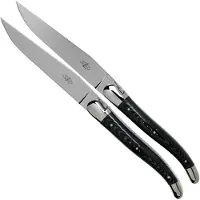 Laguiole T22MINTCNOI Black Micarta couteaux à steak set de 2 pièces