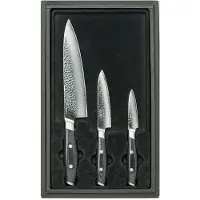 Yaxell Tsuchimon 36754, set de 3 couteaux : couteau de chef, couteau universel et couteau à éplucher