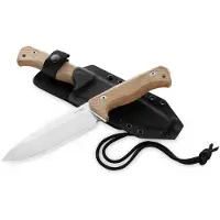 Lionsteel T6 Stonewashed, Natural Canvas Micarta T6-CVN couteau fixe