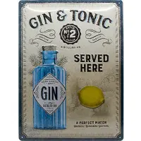 Nostalgic Art Plaque en métal rétro Gin & Tonic SERVED HERE LXH : 30X40CM