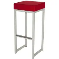HorecaTraders Tabouret de bar Kubo Bar | Acier/Lin | Rouge/Blanc | 2 pièces