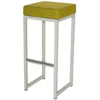 HorecaTraders Tabouret de bar Kubo Bar | Acier/Lin | Citron vert/blanc | 2 pièces