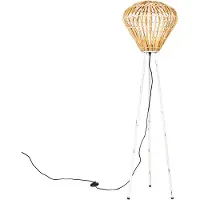 QAZQA Lampadaire rustique trépied en bambou avec blanc - Canna Diamond