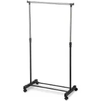 Blokker Portemanteau - Roulettes - Tige simple - Acier inoxydable - 160x80x42,5cm - Noir