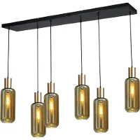 Masterlight Lampe suspendue noire pour salle à manger Bounty Verre cylindrique à 6 lumières