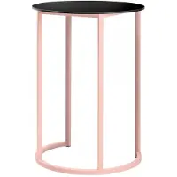 HorecaTraders Table haute Kubo Curve | Aluminium/Volkern | Rose/Noir | Ø80 x 110 cm