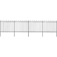 vidaXL Clôture de jardin avec design d'arceau Acier 6,8 x 1,5 m Noir