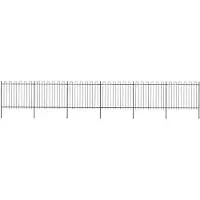 vidaXL Clôture de jardin avec dessus en cerceau Acier 10,2x1,5 m Noir