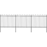 vidaXL Clôture de jardin avec design d'arceau Acier 5,1 x 1,5 m Noir