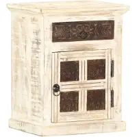 vidaXL Table de chevet Blanc 40 x 30 x 50 cm Bois de manguier massif