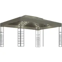 vidaXL Pavillon avec guirlande lumineuse LED 3x4 m Taupe