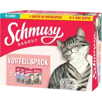 Schmusy RAGOUT Adult in Sauce Multibox 12x100g en sauce au poulet, au bœuf, au saumon, au canard