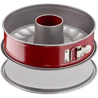 Tefal Moule A Savarin Delibake En Acier - Ø 27 Cm - Rouge Et Gris - Avec Charniere