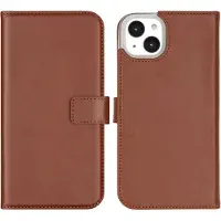 Selencia Étui portefeuille en cuir véritable Apple iPhone 14 Plus - Marron clair