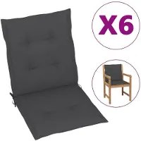 vidaXL Coussin pour chaise de jardin à dossier bas 6 pcs. Anthracite