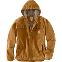 Carhartt Relaxed Fit Washed Duck Sherpa-Lined Utility Jacket Brown - L