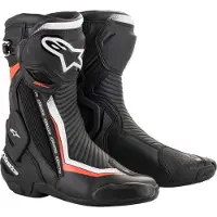 Alpinestars SMX Plus V2, bottes ,Noir/Blanc/Rouge Néon ,41 EU
