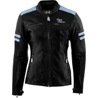 Rusty Stitches Veste en cuir pour moto , modèle Joyce, pour femme, noire et bleue, taille 46
