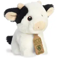 Aurora Aurora, 35072, Eco Nation Mini vache, 13cm, peluche, noir & blanc