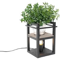 QAZQA Lampe de table industrielle noire avec bois - Cage Rack