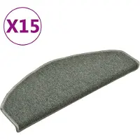 vidaXL Tapis d'escalier 15 pièces 65 x 24 x 4 cm Vert foncé Demi-rond Grand