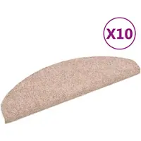 vidaXL Tapis d'escalier auto-adhésifs 10 pièces 65 x 21 x 4 cm Marron clair Demi-rond Grand