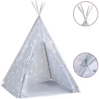 vidaXL Tente tipi pour enfants avec sac Polyester Gris 115x115x160 cm