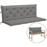 vidaXL Coussins de banc de jardin 2 pcs. Gris 150x50x7 cm Tissu Oxford