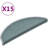 vidaXL Tapis d'escalier 15 pièces 56 x 17 x 3 cm Bleu mer Demi-rond
