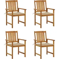 vidaXL Chaises de jardin avec coussins 4 pcs. Bois massif acacia