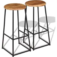 vidaXL Tabouret de bar 2 pcs. bois massif teck