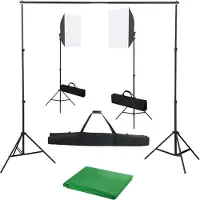 vidaXL Kit de studio photo avec boîtes à lumière et toile de fond