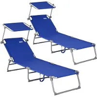Casaria 2x Transats de jardin Hawaii bleu 195x60x30cm pliable