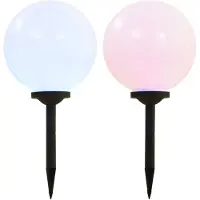 vidaXL Lampes solaires d'extérieur 2 LED sphériques 30 cm RGB