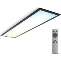 B.K.Licht Panneau LED I 1 mètre I gradable I contrôle de la température de couleur CCT I télécommande I minuterie I 24 Watt I 2.200 Lumen I 1000x250 mm I noire