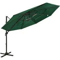vidaXL Parasol avec mât en aluminium 4 couches vert 3x3 m