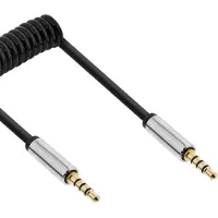 InLine 99274 Câble audio spiralé Slim jack 3,5mm ST/ST, 4 broches, stéréo, 0,5m