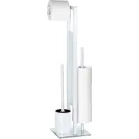 Wenko Garniture de toilette Rivalta blanc - Brosse de toilette avec support, Porte-rouleau et Porte-rouleau de rechange