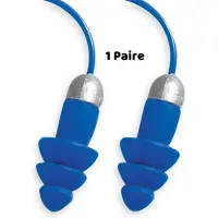 Moldex Bouchons d'oreilles Rockets Full Detect avec cordon SNR27 détectable bleu (100x)